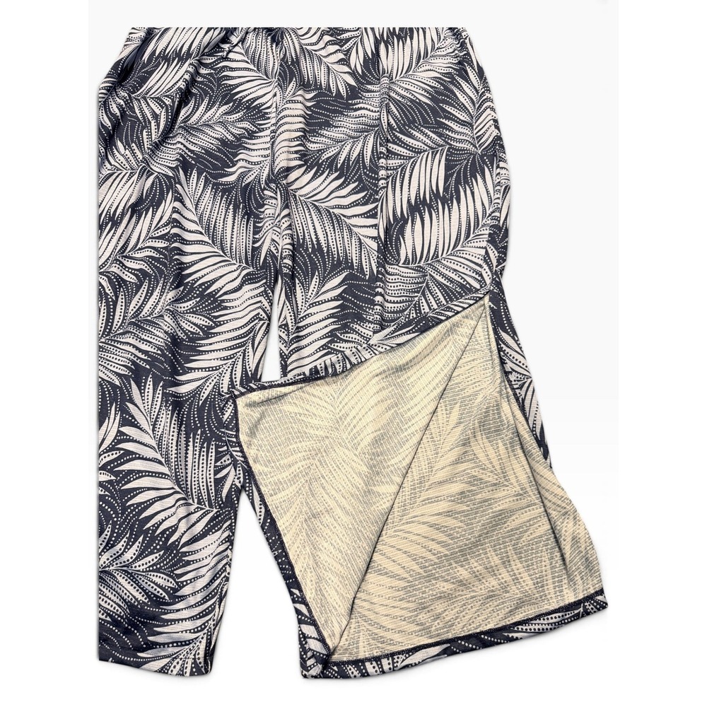 NWT Lands' End Beach Pants Womens L Navy White Tropical Wide Leg Side Slit 1099 - Picture 8 of 8